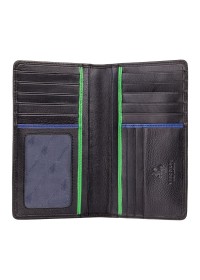 Черный мужской кожаный кошелек Visconti BD12 Jaws (Black Cobalt Green)