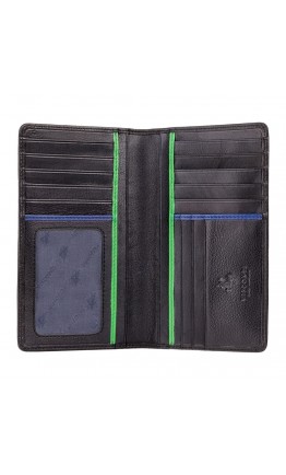 Черный мужской кожаный кошелек Visconti BD12 Jaws (Black Cobalt Green)