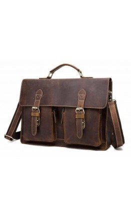 Кожаный мужской портфель коричневый BX1061C