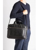 Фотография Кожаная черная матовая мужская деловая сумка Blamont Bn005AS
