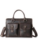 Фотография Кожаная мужская стильная сумка коричневая Bx020
