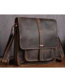 Фотография Кожаная сумка мужская через плечо, коричневая Bx5867
