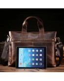 Фотография Кожаная мужская сумка для ноутбука, коричневый цвет Bx8029-3