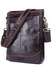 Темно-коричневая кожаная сумка - планшетка CS0211