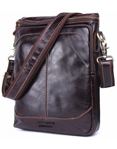 Фотография Темно-коричневая кожаная сумка - планшетка CS0211