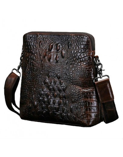 Фотография Темно-коричневая сумка на плечо с тиснением CS0212