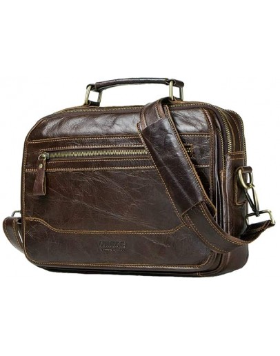 Фотография Кожаная мужская удобная коричневая сумка на плечо CS3050