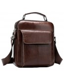Фотография Кожаная мужская сумка на плечо коричневая CS3160
