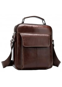Кожаная мужская сумка на плечо коричневая CS3160