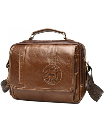 Фотография Мужская коричневая кожаная сумка на плечо CX2110