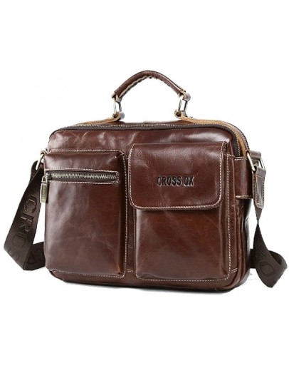 Фотография Удобная кожаная коричневая мужская сумка CX2170