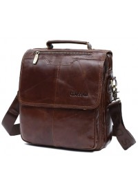 Кожаная коричневая вместительная мужская сумка CX2200