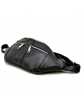 Кожаная черная сумка на пояс - бананка Tarwa FA-3088-4lx