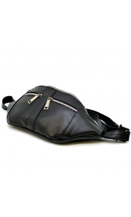 Кожаная черная сумка на пояс - бананка Tarwa FA-3088-4lx
