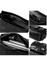 Черный кожаный мужской небольшой портфель FR3021