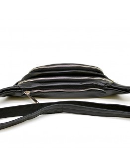 Бананка - сумка на пояс черного цвета кожаная Tarwa GA-2406-4lx