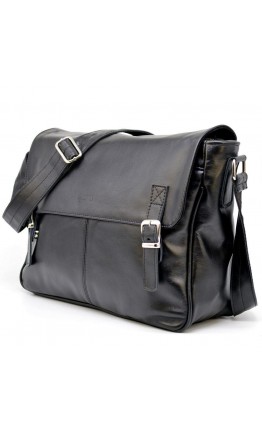 Черная удобная вместительная кожаная сумка на плечо Tarwa GA-7022-3md
