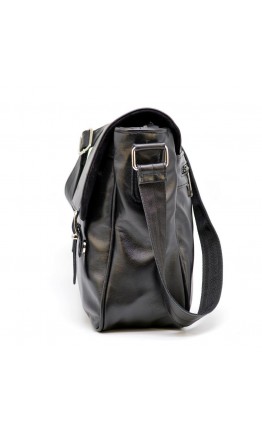 Черная удобная вместительная кожаная сумка на плечо Tarwa GA-7022-3md