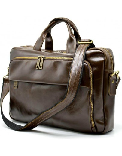 Фотография Кожаная деловая коричневая сумка-портфель Tarwa GQ-7334-3md