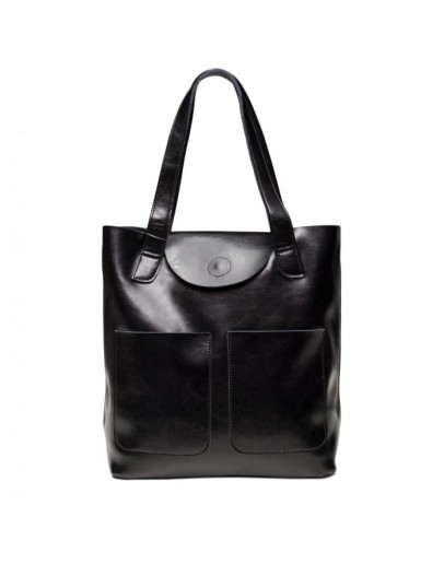 Фотография Черная кожаная женская сумка GR-0599A