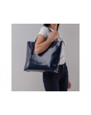 Фотография Кожаная женская синяя сумка GR-2011NV