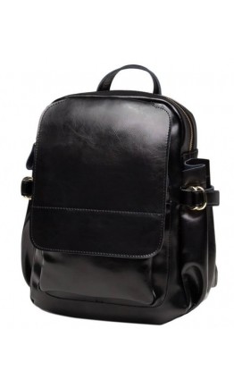 Женский черный кожаный женский рюкзак GR-8128A