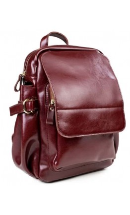 Кожаный женский рюкзак бордового цвета GR-8128CH