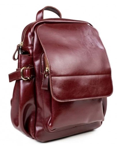 Фотография Кожаный женский рюкзак бордового цвета GR-8128CH