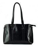 Фотография Черная кожаная деловая женская сумка GR-839A