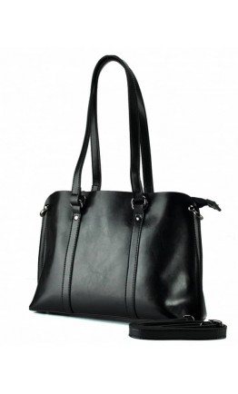 Черная кожаная деловая женская сумка GR-839A