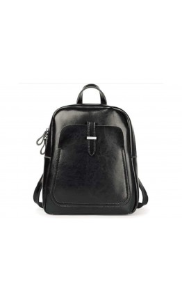 Кожаный женский черный рюкзак GR-8860A