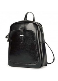 Кожаный женский черный рюкзак GR-8860A
