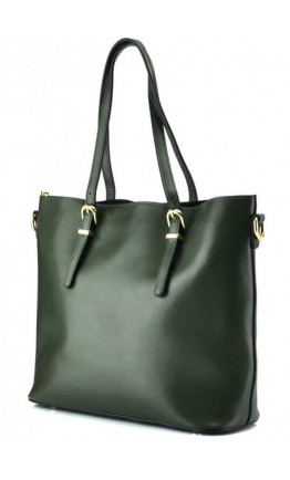 Кожаная женская деловая зеленая сумка GR3-173GR