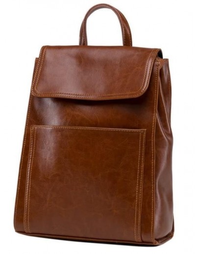 Фотография Кожаный коричневый женский рюкзачек GR3-806LB-BP