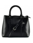 Фотография Черная кожаная женская сумка в руку и на плечо GR3-857A