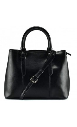 Черная кожаная женская сумка в руку и на плечо GR3-857A