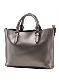 Женская кожаная сумка серего цвета GR3-8683GM