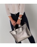 Фотография Женская кожаная сумка серего цвета GR3-8683GM