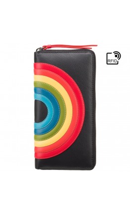 Женский кошелек кожаный Visconti HR82 Von c RFID (Black Rainbow)