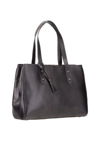 Женская черная деловая кожаная сумка Visconti ITL80 (Black)