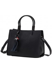 Женская кожаная сумка черного цвета KARFEI KJ1222899A