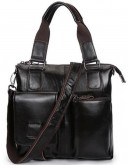Фотография Темно-коричневая мужская сумка из глянцевой кожи L1123