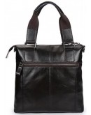 Фотография Темно-коричневая мужская сумка из глянцевой кожи L1123