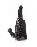 Фотография Кожаный черный мужской рюкзак - слинг M2028A