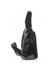 Кожаный черный мужской рюкзак - слинг M2028A