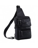 Фотография Черный мессенджер - рюкзак кожаный M38-3317A