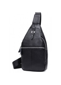 Кожаный черный мужской рюкзак, мессенджер M38-8151A
