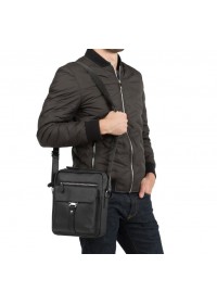 Черная удобная мужская сумка из кожи M38-9008A