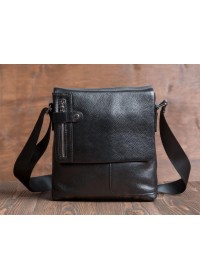 Черная мужская кожаная сумка с множеством карманов M6015A