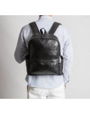 Фотография Черный кожаный мужской рюкзак на 2 лямки M7807A